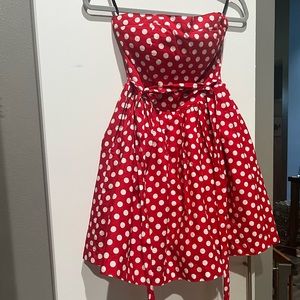 Love Culture Red Polka Dot Strapless Dress. NWT Medium